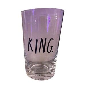 Rae Dunn KING. 16oz Clear Pint Glass Beer Water 5.5 in  Tall 3.25 in Diameter